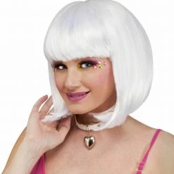 Sweidas Black Light Neon Rave Ladies Costume Wigs | Hot Pink White Acid Yellow