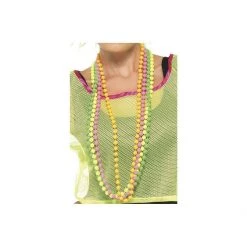 Smiffys 80s Neon Fluorescent Beaded Necklace 4 Strands Costume Accessory