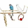 Unbranded Home & Garden Bird Cage Ladder Swing With Chew Rope Climbing Bird Play Set Budgie Parrot