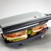Unbranded Home & Garden 4 Slice Sandwich Press Toaster Ham And Cheese Flat Bread Toaster Non Stick Coat