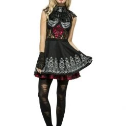 Smiffys Halloween Costumes Mexican Day Of The Dead Skull Spanish Dress Senorita Ladies Halloween Costume