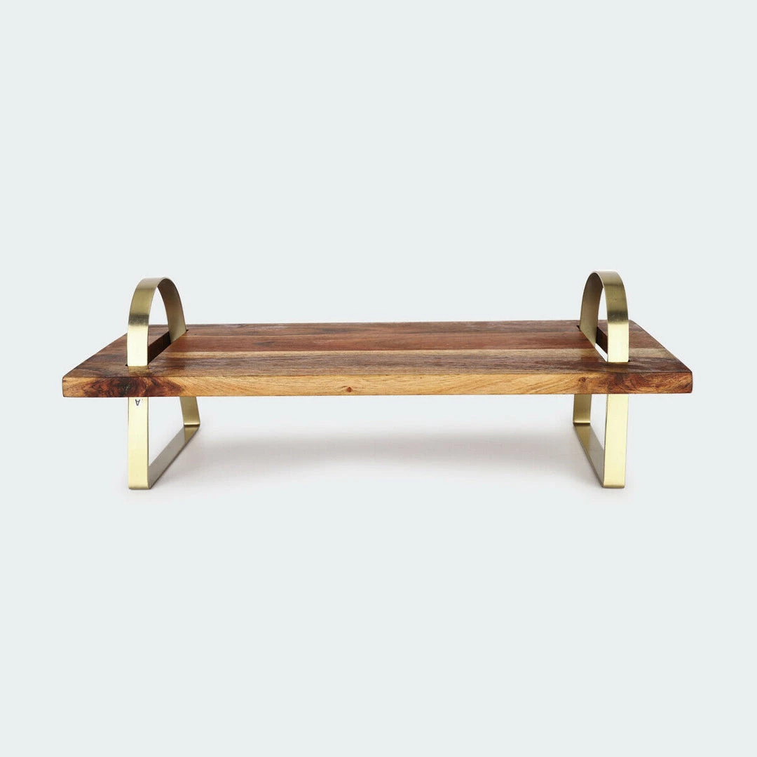 Kmart Home & Garden Wooden Rectangle Grazing Cheese Platter Serving Stand Tray Gold Coloured Handle 2 Kmart Home & Garden Wooden Rectangle Grazing Cheese Platter Serving Stand Tray Gold Coloured Handle