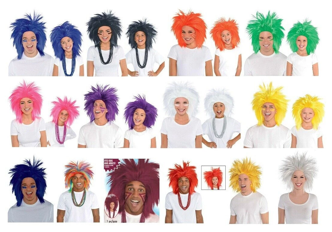 Balloon Agencies Fan Supporters Crazy Spikey Wig Ladies Mens Costume Accessory Many Colours 1 Balloon Agencies Fan Supporters Crazy Spikey Wig Ladies Mens Costume Accessory Many Colours