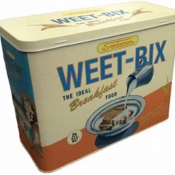 AUSSIE IMPORTS Sanitaruim Weet Bix Box Metal Tin 1960s Vintage Retro Container