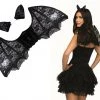 Sweidas Black Sexy Bat Girl Wings And Horn Set Halloween Ladies Costume Accessory