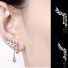 Unbranded Fashion Women Gold Silver Leaves Tassel Ear Stud Crystal Zircon Earrings Jewell Fashion Jewelry