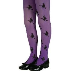 Rubie's Costume Accessories Glitter Witch Green Orange Pink Purple Size Small Girls Tights Costume Stockings