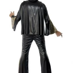 Rubies/Smiffys/Dr.Toms Costumes 70s American Eagle Elvis Presley Black Gold White Suit Mens Costume