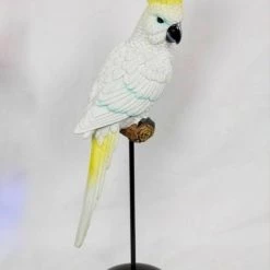 MALMAR 39cm White Cockatoo Bird On Stand - Australian Tropical Parrot Ornament Figurine