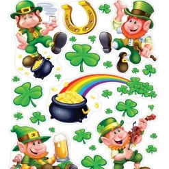 Morris Costumes Party Supplies St Patricks Day Irish Leprechaun Shamrock Window Clings Wall Decorations