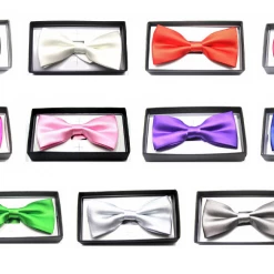 JD Party Mens Silk Satin Plain Tuxedo Solid Bow Tie Formal Wedding Bowtie Necktie Ties