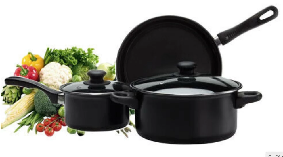 Kmart Home & Garden 3 Piece Non-stick Cookware Set 3 X Saucepan Pots Pans Set With Glass Lids Black 1 Kmart Home & Garden 3 Piece Non-stick Cookware Set 3 X Saucepan Pots Pans Set With Glass Lids Black