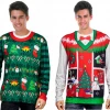 JD Party Christmas Adult Costumes Christmas Ugly Sweater Red Green Mens Costume Kit