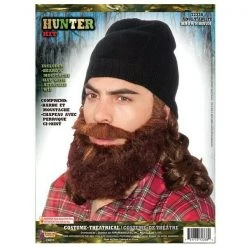 Tomfoolery Wigs Hunter Man Beanie Wig And Beard Adult Mens Costume Set