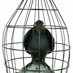 Morris Halloween Props/Decoration Crow In Cage Animated Halloween Prop Squawking Bird Haunted House Black