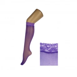 JD Party Costume Accessories Women Ladies Fishnet Sheer Lace Top Non-slip Knee High Stockings