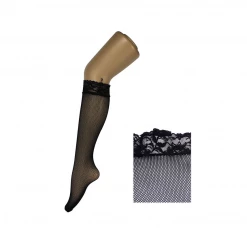 JD Party Costume Accessories Women Ladies Fishnet Sheer Lace Top Non-slip Knee High Stockings