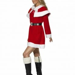 Smiffys Christmas Adult Costumes Miss Santa Claus Fleece Christmas Party Outfit Fancy Dress Ladies Costume & Hat