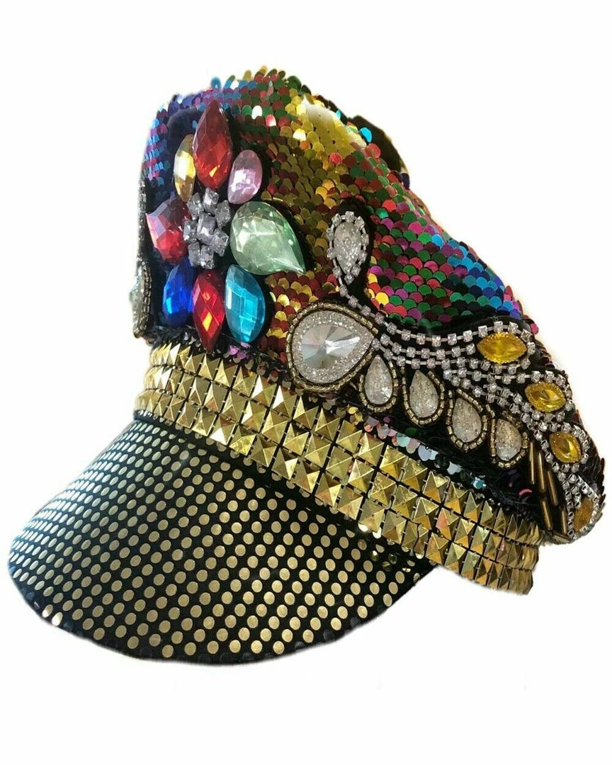 Sweidas Burning Man Sequins Gemstone Festival Costume Hat Mardi Gras Multicolour Costume Accessories 1 Sweidas Burning Man Sequins Gemstone Festival Costume Hat Mardi Gras Multicolour Costume Accessories