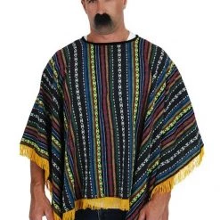 Tomfoolery Costumes DELUXE Mexican Poncho Mens Costume Wild West Amigo Fiesta Yellow Fringe