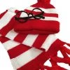 Aussie Toys Red White Stripe Wheres Waldo Beanie Hat Scarf & Glasses Costume | Adults Kids Costume Accessories