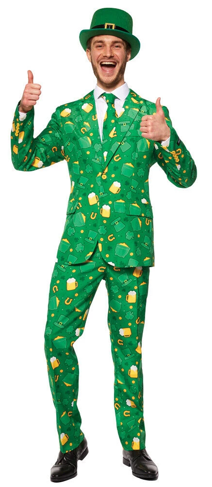 Morris Mens Green St. Patrick's Day Stylish Irish Shamrock Icons Suit 1 Morris Mens Green St. Patrick's Day Stylish Irish Shamrock Icons Suit