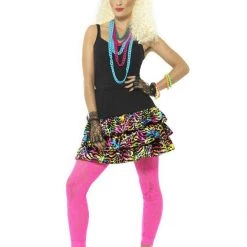 Smiffys Costumes 80s Madonna Party Animal Wild Child Neon Disco Ladies Costume