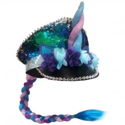 Sweidas Burning Man Unicorn & Mermaid Tale Hat Sequins Gemstone Festival Mardi Gras