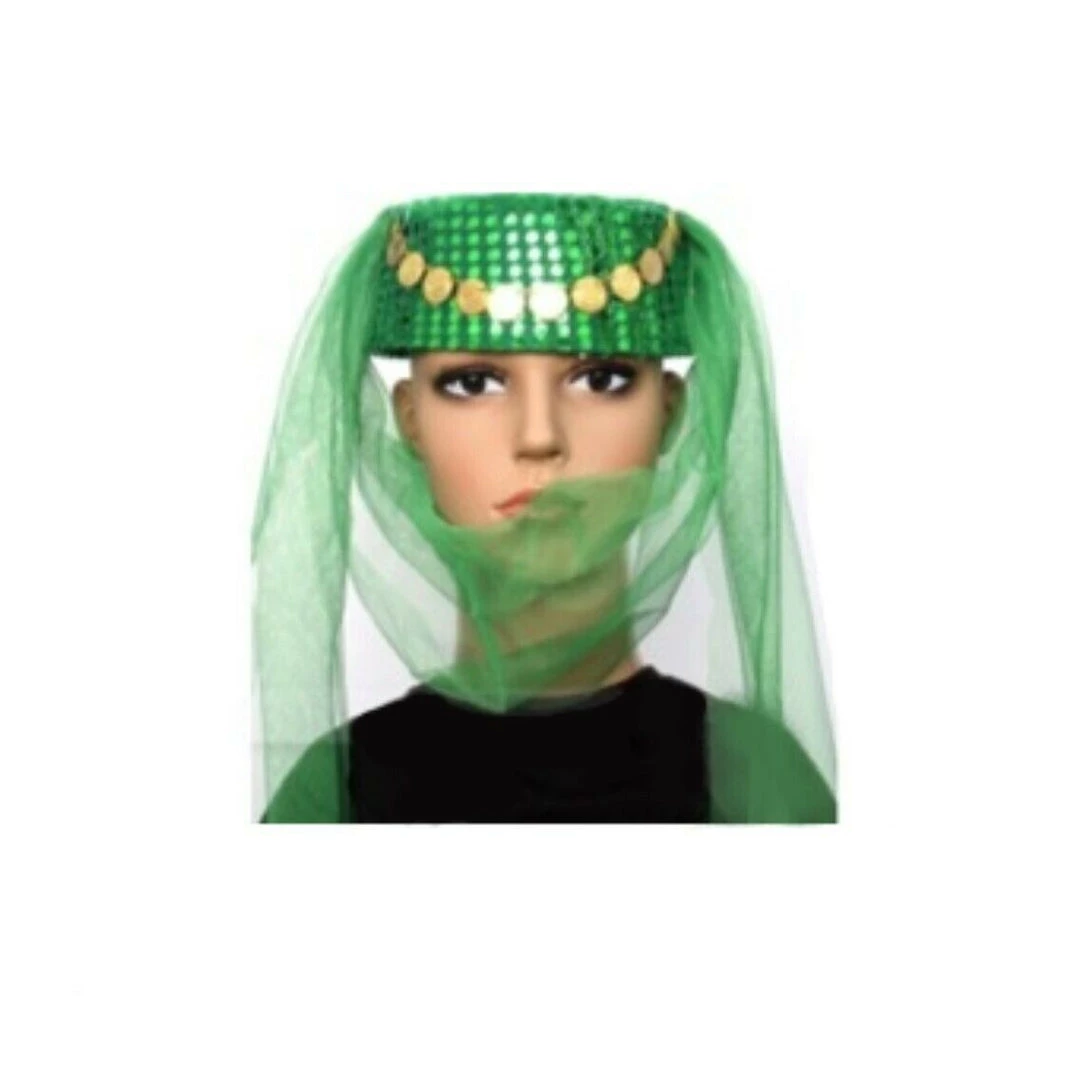 JD Party Princess Arabian Genie Hat With Veil Belly Dance Party Hat Costume Accessories 3 JD Party Princess Arabian Genie Hat With Veil Belly Dance Party Hat Costume Accessories