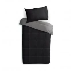Kmart Reversible Black Grey Comforter Bed Quilt & Pillowcase Single Double Queen King Home & Garden