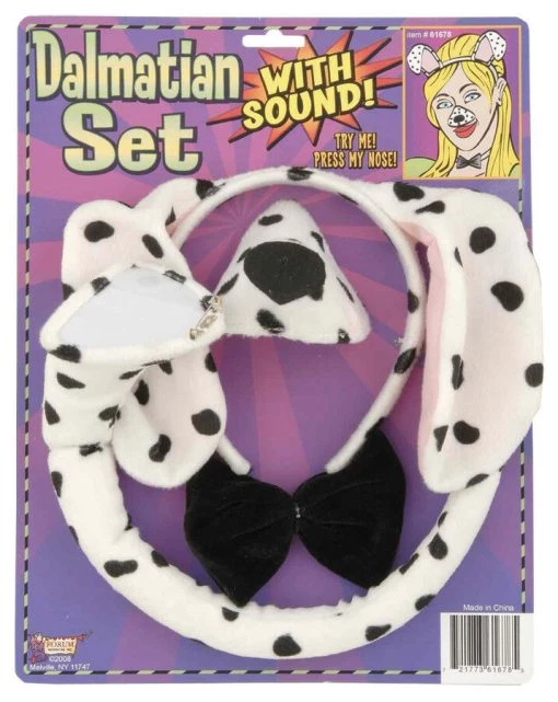 Morris Costumes Dalmation Animal 4Pce Costume Set With Sound Effects Headband Tail Bow Tie Nose 5 Morris Costumes Dalmation Animal 4Pce Costume Set With Sound Effects Headband Tail Bow Tie Nose