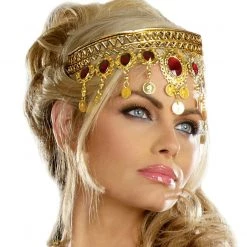 Unbranded Gold Dripping Rubies Glittering Rhinestones Goddess Ladies Headpiece Costume Accessories
