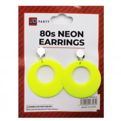 JD Party Teardrop Fluro Earrings Neon 80s Retro Rock Star Jewellery Costume Accessory