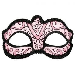 Tomfoolery Burlesque Glitter Masquerade Mask With Black Braiding & Ribbons
