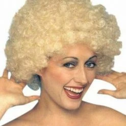 Wigs Kath Permed Blonde Short Curly Afro 1970s Fancy Dress Clown Kim Kath Costume Wig