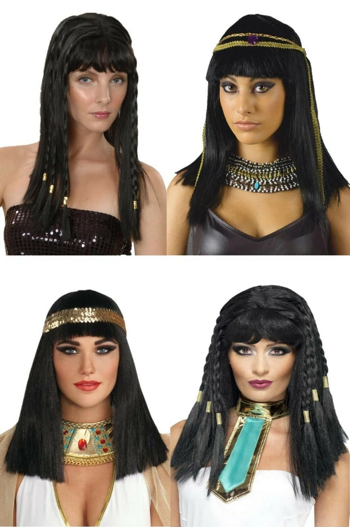 Rubie's Queen Ancient Black Cleopatra Ladies Wig With Braid Bangs And Headband 1 Rubie's Queen Ancient Black Cleopatra Ladies Wig With Braid Bangs And Headband