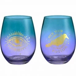 Unbranded Pick Your Potion Stemless Wine Glasses 440ml Pack Of 2 Halloween Party Supplies