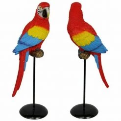 MALMAR Home & Garden 37cm Macaw Bird On Stand -Majestic Tropical Parrot Maccaw Ornament Figurine