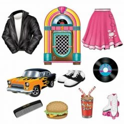 Balloon Agencies Party Supplies 50s Rock & Roll Juke Box Record Car Cardboard Cutouts Party Decoration