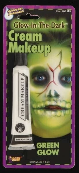 Tomfoolery Halloween Costumes GLOW In The Dark Cream MakeUp Face Paint Supernatural Green 1 Tomfoolery Halloween Costumes GLOW In The Dark Cream MakeUp Face Paint Supernatural Green