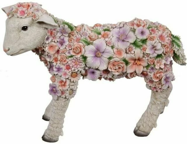 MAL Home & Garden 48cm Colourful Spring Lamb With Flowers Home Decor 1 MAL Home & Garden 48cm Colourful Spring Lamb With Flowers Home Decor