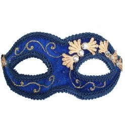 Tomfoolery Velvet Masquerade Mask With Silver Gems And Gold Glitter Costume Mask