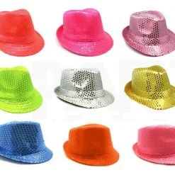 JD Party Costume Accessories FEDORA Trilby Hat Cap Glitter Sequin Sequinned Dance Party Costume MJ Jazz Hats