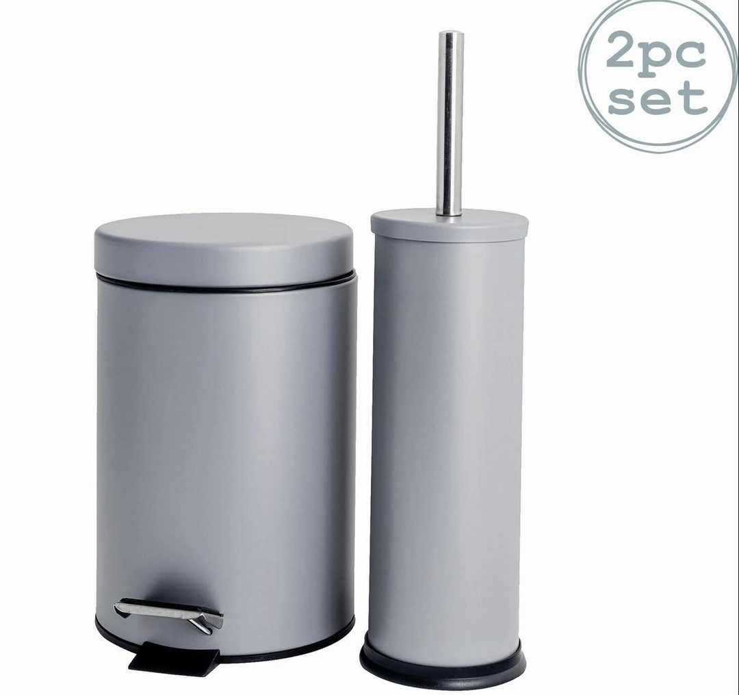 Kmart Bathroom Pedal Bin & Discreet Toilet Brush / Holder Set - Grey Finish Home & Garden 1 Kmart Bathroom Pedal Bin & Discreet Toilet Brush / Holder Set - Grey Finish Home & Garden