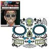 Tomfoolery Costume Accessories Day Of The Dead Temporary Face Tattoo Blue Set Male Costume Sugar Skull