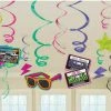 Balloon Agencies Party Supplies 80s Party Hanging Swirls Decorations Cassette Tapes Boombox Sun Glasses