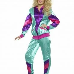 Smiffys Costumes Neon 90s 80s Height Of Fashion Shell Suit Tracksuit Mens Ladies Costume