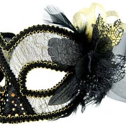 Sweidas Black With Tulle Details Ladies Masquerade Eye Mask
