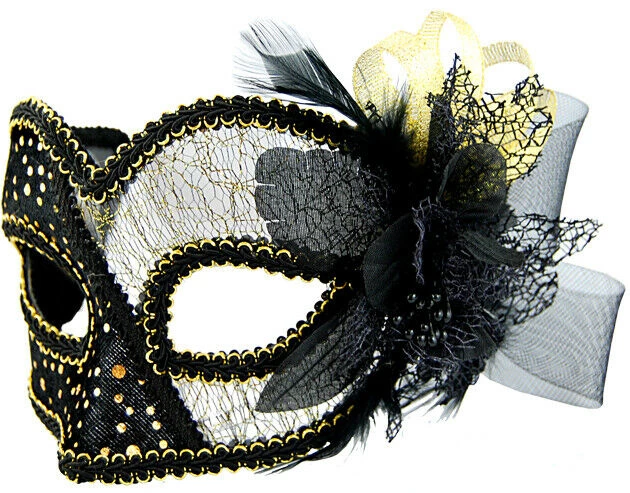 Sweidas Black With Tulle Details Ladies Masquerade Eye Mask 1 Sweidas Black With Tulle Details Ladies Masquerade Eye Mask