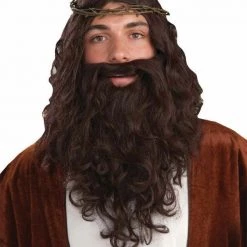 Crazy Crazy & More Crazy Deals Wigs Jesus Christ Wig Beard Moustache With Crown Of Thorns Easter Costume Set